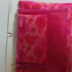 Isaac Mizrahi Pink Floral mesh travel pouches